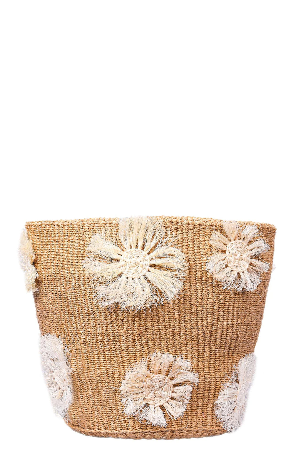 Sand Floral Appliqué Sisal Planter Basket