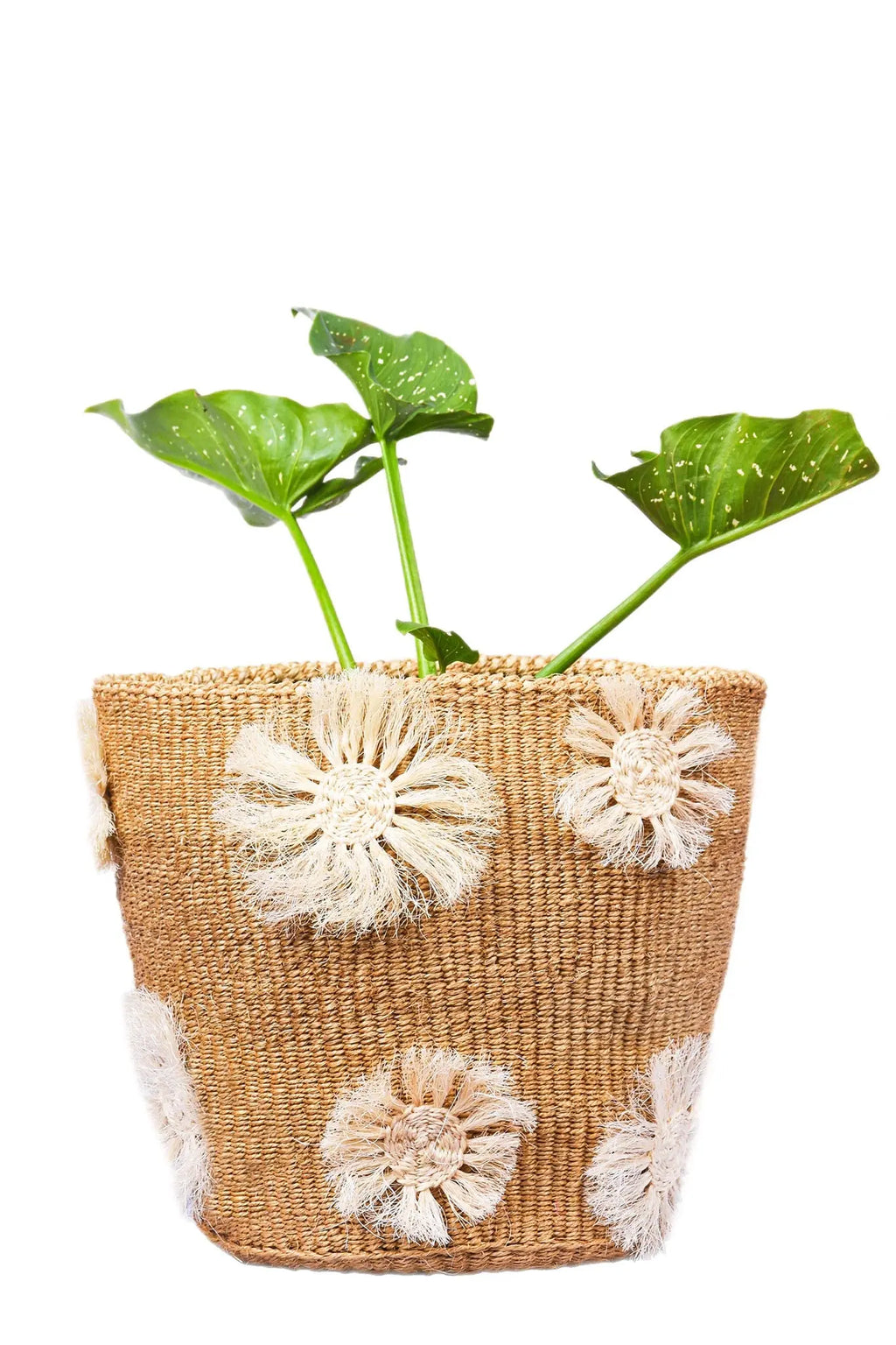 Sand Floral Applique Basket planter - Afrogaze
