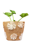 Sand Floral Applique Basket planter - Afrogaze