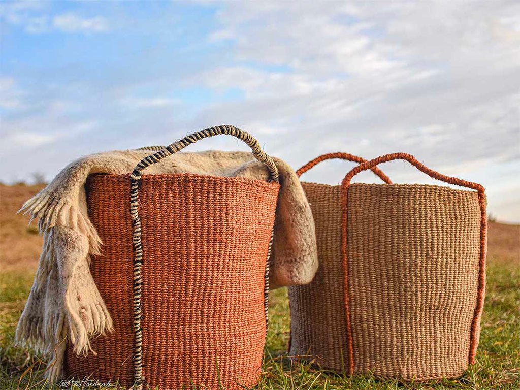 Sand and Rust Floor Storage Basket
